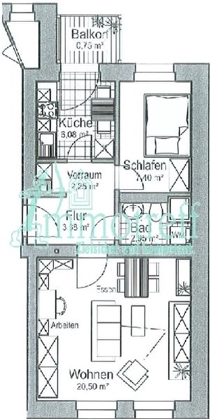 2-Raum-Wohnung im Erdgeschoss mit Balkon und PKW-Stellplatz 47418
